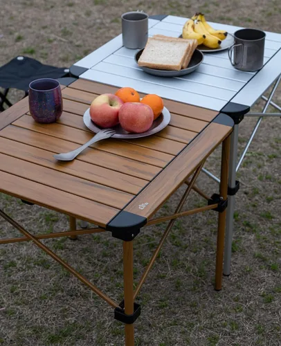 Miniatura 4 de iClimb Mesa ligera y estable de aluminio plegable cuadrada con parte superior enrollable y bolsa de transporte para acampar, picnic, patios