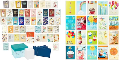 Hallmark Juego de tarjetas de felicitación en blanco surtidas para todas las ocasiones (100 tarjetas) con organizador de tarjetas, surtido de
