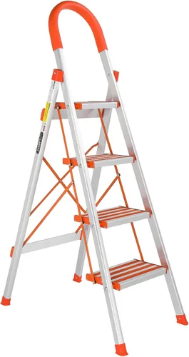 Miniatura 9 de LUISLADDERS Taburete de 3 escalones, escalera plegable ligera, de aluminio antideslizante con empuñadura de goma, capacidad de 350 lb, escaleras
