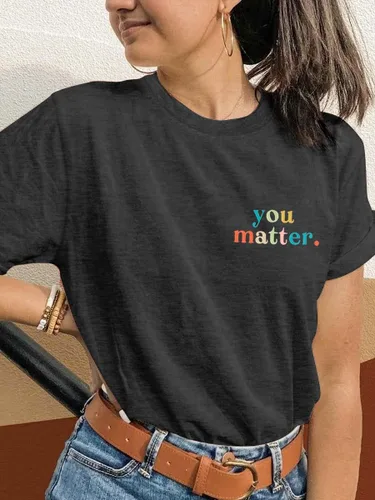 Miniatura 3 de MOUSYA Camiseta con texto en inglés You Matter to The Person Behind Me, You are Amazing Beautiful and Enough ipara mujer, camiseta casual con cuello