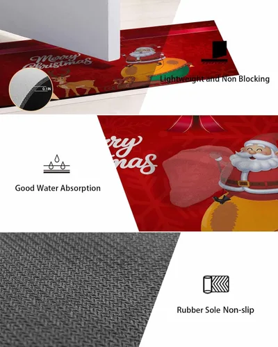 Miniatura 8 de Tapete de baño de Navidad para bañera, antideslizante, de secado rápido y absorbente, tierra de diatomeas, fregadero de cocina, ducha, tapete