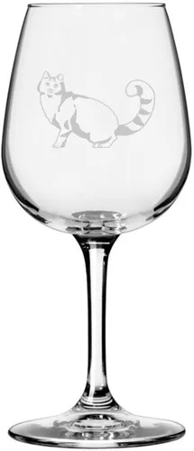 Miniatura 127 de Copa de vino de 12.75 onzas con temática de gato abisinio grabada para todo uso