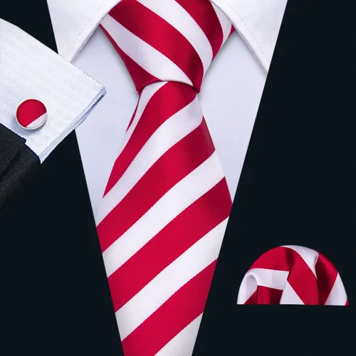 Miniatura 9 de Barry.Wang Juego de corbatas para hombre, corbata de seda a rayas, tejido a cuadros, gemelos formales, negocios, boda