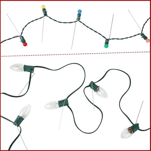 Miniatura 3 de Hicarer Paquete de 50 estacas para luces navideñas de 4 pulgadas, estacas de metal para el suelo, estacas de césped para el patio, luces de cadena