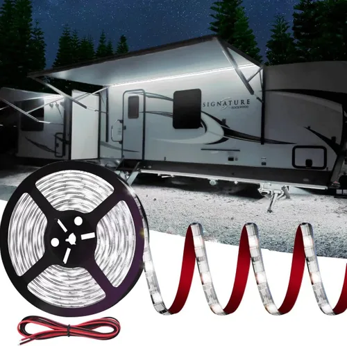 Kit de Luces LED de Resplandor Inferior de 25 Pies para RV, Luces de Bajos de Caravana de 12V para Autocaravana Remolque de Viaje Puestos de Blanco
