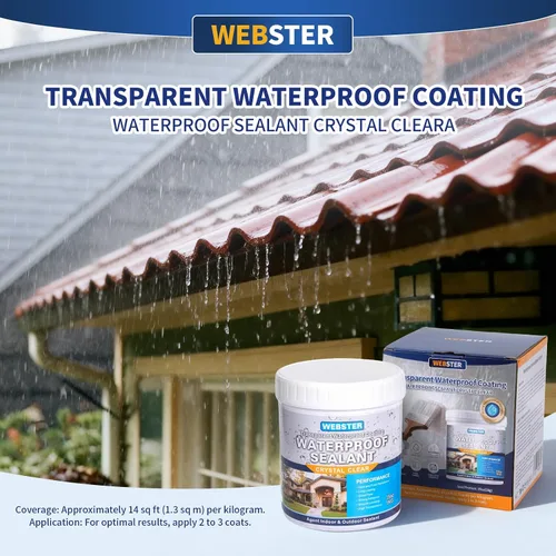 Miniatura 8 de WEBSTER Adhesivo impermeable invisible de 35 onzas para techos, paredes, baño, ducha, alféizares de ventanas, revestimiento impermeable