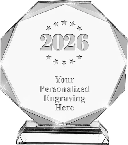 Miniatura 14 de Premio de cristal personalizado de 6.75 pulgadas con grabado - Premios de trofeos personalizados