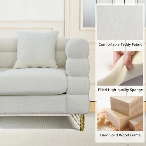 Miniatura 6 de mikibama Juego de sofá Teddy de lujo para sala de estar, muebles de decoración moderna, sofá seccional, sofá de 3 plazas y loveseat con 5 almohadas