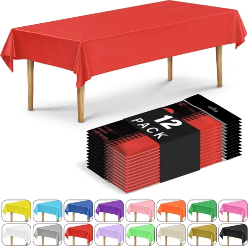 Miniatura 36 de DecorRack 2 Manteles rectangulares de plástico libres de BPA, 54 x 108 pulgadas, mantel de mesa para comedor, mantel rectangular para fiestas