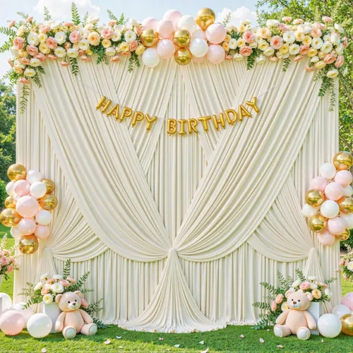 Miniatura 3 de Cortina de fondo beige de 10x10 para bodas y fiestas, cortina de fondo beige sin arrugas para fotos, cortinas de fondo para decoración de baby Gris