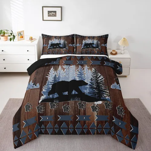 Miniatura 22 de Feelyou juego de ropa de cama con diseño de ciervo para niños y niñas, tamaño twin, con huella de pata de ciervo, juego de edredón ultra suave