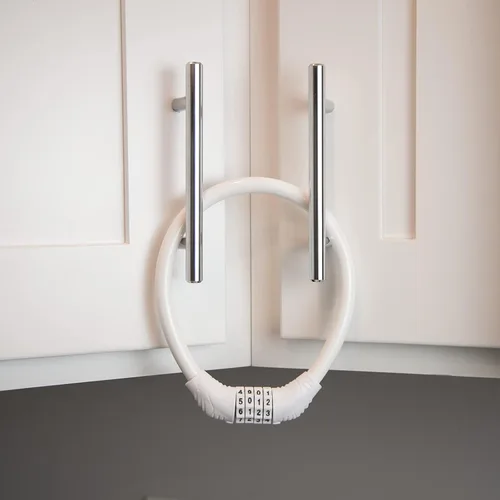Miniatura 8 de Cerradura de nevera Urban August: Cerradura de combinación multifuncional por cable, para refrigeradores y gabinetes de puerta francesa. Excelente