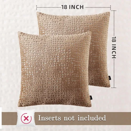 Miniatura 2 de HPUK Fundas de Cojines Decorativos de Terciopelo con Diseño a Cuadros, Paquete de 2, 18x18 Pulgadas, Fundas de Cojín Decorativo para Sala de Estar