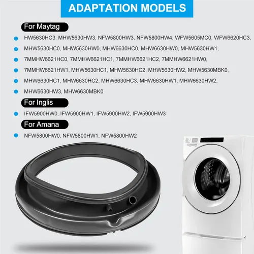 Miniatura 3 de W11314648 W10897390 Junta de sello de puerta de lavadora Compatible con lavadora de carga frontal Whirlpool, Maytag, Inglis y Amana, Reemplazo#