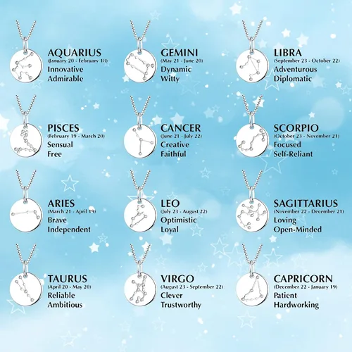 Miniatura 5 de YL Collar de plata de ley con diseño de constelación para mujer, diseño de astrología, moneda, disco y horóscopo