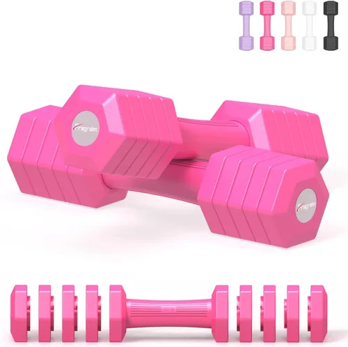 Miniatura 20 de Juego de mancuernas ajustables, juego de pesas de mano 4 en 1 para mujeres y hombres, un par de mancuernas de 10 libras cada uno de 2 libras, 3 Azul