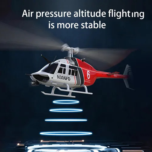 Miniatura 4 de Helicóptero de control remoto Authticar C138, helicóptero Bell206 2.4GHz 4CH de una sola hélice Aileron RC Avión con un clic para despegar y Azul