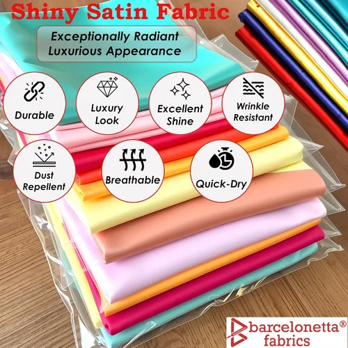 Miniatura 2 de Tela satinada Decoración y costura Brillante y lujoso Rollo de 60 pulgadas de ancho Brillante metálico Tapicería, forro, cortinas
