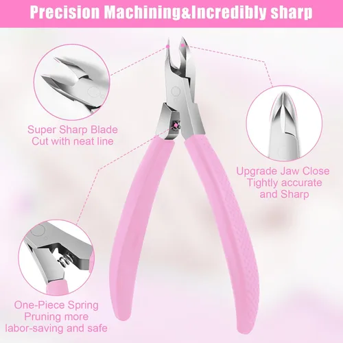 Miniatura 2 de Diesisa Cortadora de cutículas, extremadamente afilada, cortacutículas para uñas con mango de silicona, antideslizante, cortador profesional