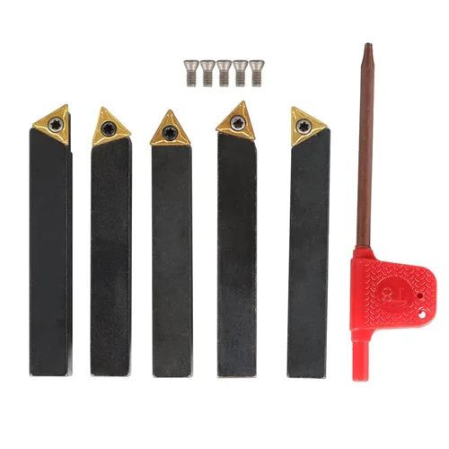 Miniatura 4 de findmall Juego de herramientas de torneado de torno de 5 piezas de 3/8 pulgadas de carburo indexable con 5 insertos de carburo aptos