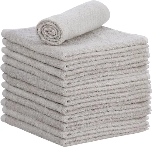 Miniatura 13 de Superio Toallas de rizo de algodón, toallas grises 100% algodón, trapos de limpieza para cuerpo y cara, toallas de spa, multiusos
