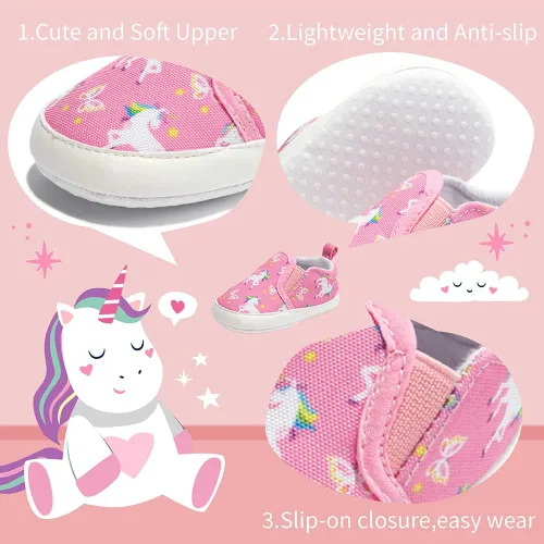 Miniatura 5 de Miamooi Zapatos deportivos para bebés y niñas con suela suave, zapatos para primeros caminos, casuales, planos, para recién nacidos, ligeros