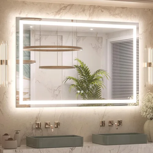 Miniatura 32 de Keonjinn - Espejo de baño LED de 24x32 pulgadas con luz, iluminación frontal y trasera, espejos iluminados para la pared del baño con luces