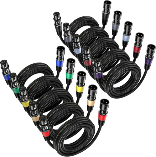 EBXYA XLR Cables 15 pies - XLR macho a hembra para micrófono mezclador de audio, 10 paquetes