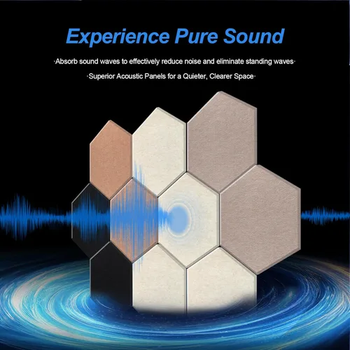 Miniatura 5 de Mollywell paneles acústicos hexagonales, de alta densidad, insonorización, azulejos de fieltro decorativos para reducción de ruido para estudio