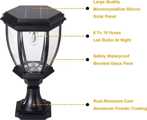 Miniatura 5 de Kendal Lámpara de luz LED accionada solar al aire libre grande (negro-8408-2packs)