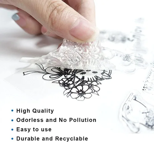 Miniatura 7 de Hying Sellos transparentes para hacer tarjetas y álbumes de fotos, para niñas voladoras, sellos de goma transparente para flores de primavera