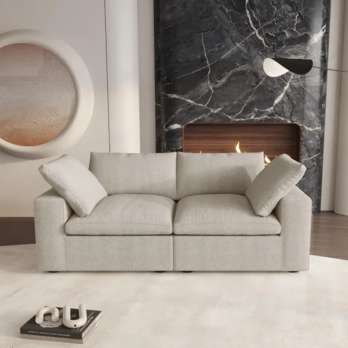 Miniatura 13 de Cloud - Sofá modular convertible de 80.3 pulgadas en forma de L para sala de estar con otomana de almacenamiento, sofás profundos minimalistas