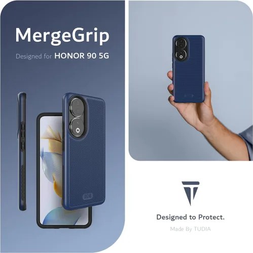 Miniatura 7 de TUDIA DualShield Grip - Funda protectora compatible con Honor 90, de doble capa, a prueba de golpes, delgada, de grado militar, antideslizante, Azul
