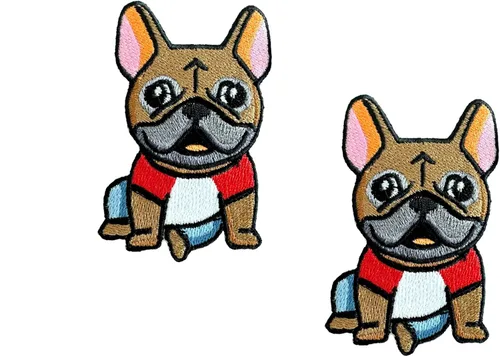 Miniatura 5 de PLpatch Bulldog Francés Perro Cachorro Mascota Lindo Dibujos Animados Logo 8 Coser Hierro en Bordado Apliques Insignia Parche Ropa Traje