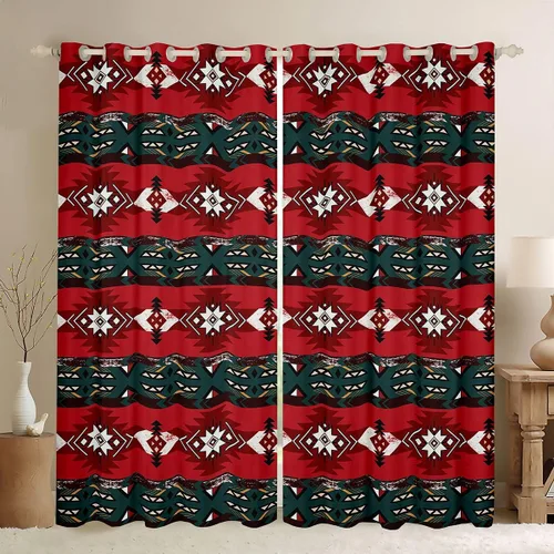 Miniatura 20 de Cortinas opacas de estilo bohemio occidental de 76 x 45 pulgadas, cortinas y cortinas de atrapasueños de vaca, cortinas del suroeste, cortinas