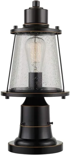 Miniatura 11 de Globe Electric 44384 Lámpara de poste de lámpara para exteriores con adaptador de base, negro mate, inserciones de vidrio transparente, iluminación