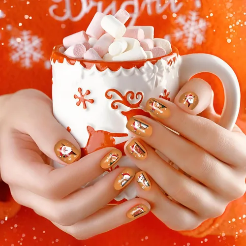 Miniatura 5 de 12 hojas de calcomanías de Navidad para uñas, tiras de esmalte de uñas, autoadhesivas, diseño de Papá Noel, árbol de Navidad, copo de nieve con 2