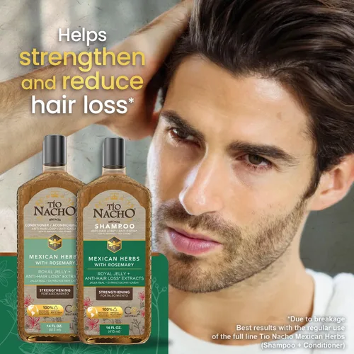 Miniatura 3 de Set de Champú y Acondicionador Anti-Caída de Pelo Tío Nacho con Hierbas Mexicanas, Jalea Real y Extracto de Romero, Rutina Fortalecedora y Nutritiva