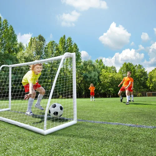 Miniatura 8 de SHANTRA Portería de fútbol de 12 x 6/10 x 6.5/8 x 5/6 x 4 pies para patio trasero, redes de fútbol de tamaño completo para niños y adultos, portería
