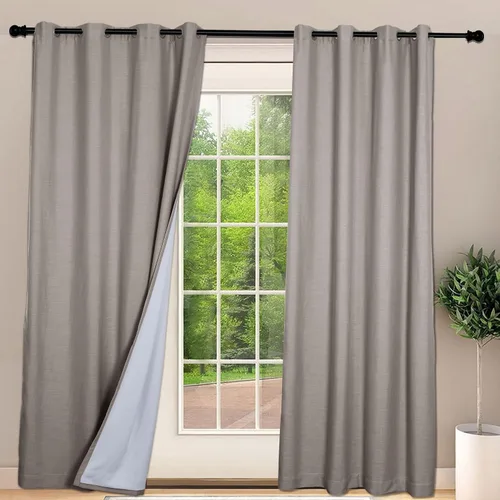 Miniatura 32 de Frelement Cortinas opacas extralargas de 108 pulgadas de largo, para sala de estar, cortinas de lino con bloqueo de luz, cortinas con aislamiento