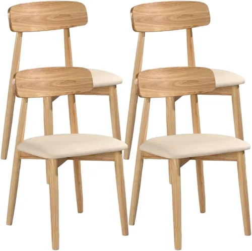 Miniatura 13 de YVYKFZD Solid Wood Dining Chairs, Armless Dining Room Chair Set, Leather Upholstered Kitchen Chairs, Comfy Side Chair with Curved Back, for