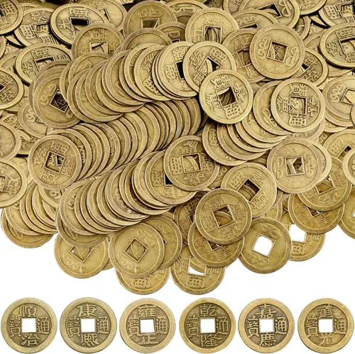 Boao 100 Piezas Monedas Chinas Monedas de Año Nuevo Chino Feng Shui Monedas I-ching Ornamento para Riqueza y Buena Suerte (0.8 Pulgadas)
