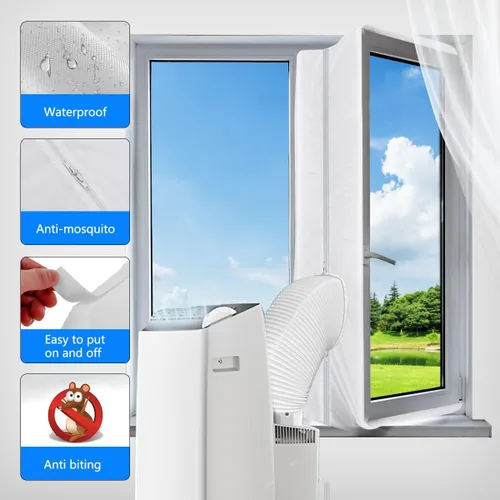 Miniatura 3 de Kit de sellado de ventana de aire acondicionado portátil, protectores de intercambio de aire de parada de aire caliente con cremallera de 158