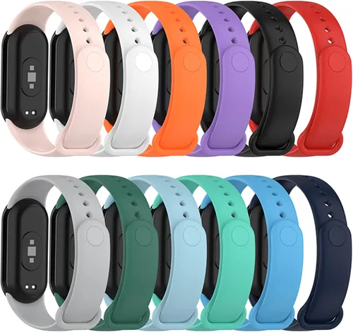 Miniatura 7 de Paquete de 6 correas de repuesto compatibles con Mi Band, 8 correas ajustables de silicona suave, correa de reloj inteligente para mujeres y hombres