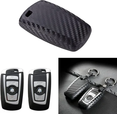 Miniatura 7 de x xotic tech Carcasa para llavero con patrón de fibra de carbono, color negro brillante, compatible con BMW 1 2 5 7 M Series X1 X3 X4 X5 X6 X7 Z4 M3