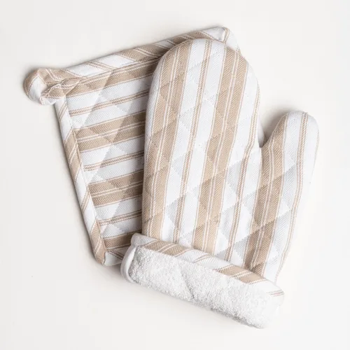 Miniatura 14 de Juego de guantes de horno y soportes para ollas - Guantes resistentes al calor duraderos - Mitones gruesos para cocina - Adecuados para cocinar
