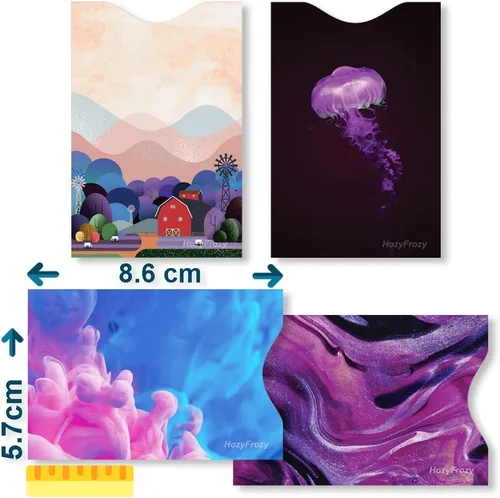 Miniatura 3 de 8 fundas de bloqueo RFID, diseños únicos y artes en morado, soporte antirrobo, protector de tarjeta de crédito, fácil de reconocer, resistente