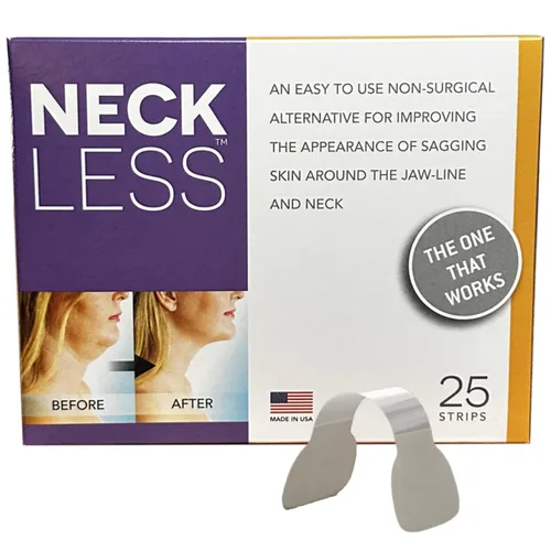 Cinta facial profesional NECK-LESS - Sistema patentado de estiramiento facial, tiras invisibles de mejora para mandíbula y cuello (10 tiras)