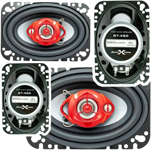 Soundxtreme ST-460 4 x 6 pulgadas, 3 vías, 440 vatios, manejo de potencia máxima, altavoces coaxiales de audio para automóvil, clasificación CEA con