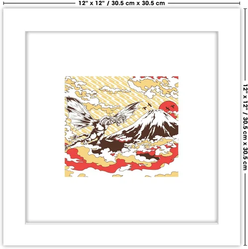 Miniatura 6 de Trends International Gallery Pops Godzilla - Póster de pared tradicional japonés rey Ghidorah volador, 12.00 x 12.00 pulgadas, versión de marco